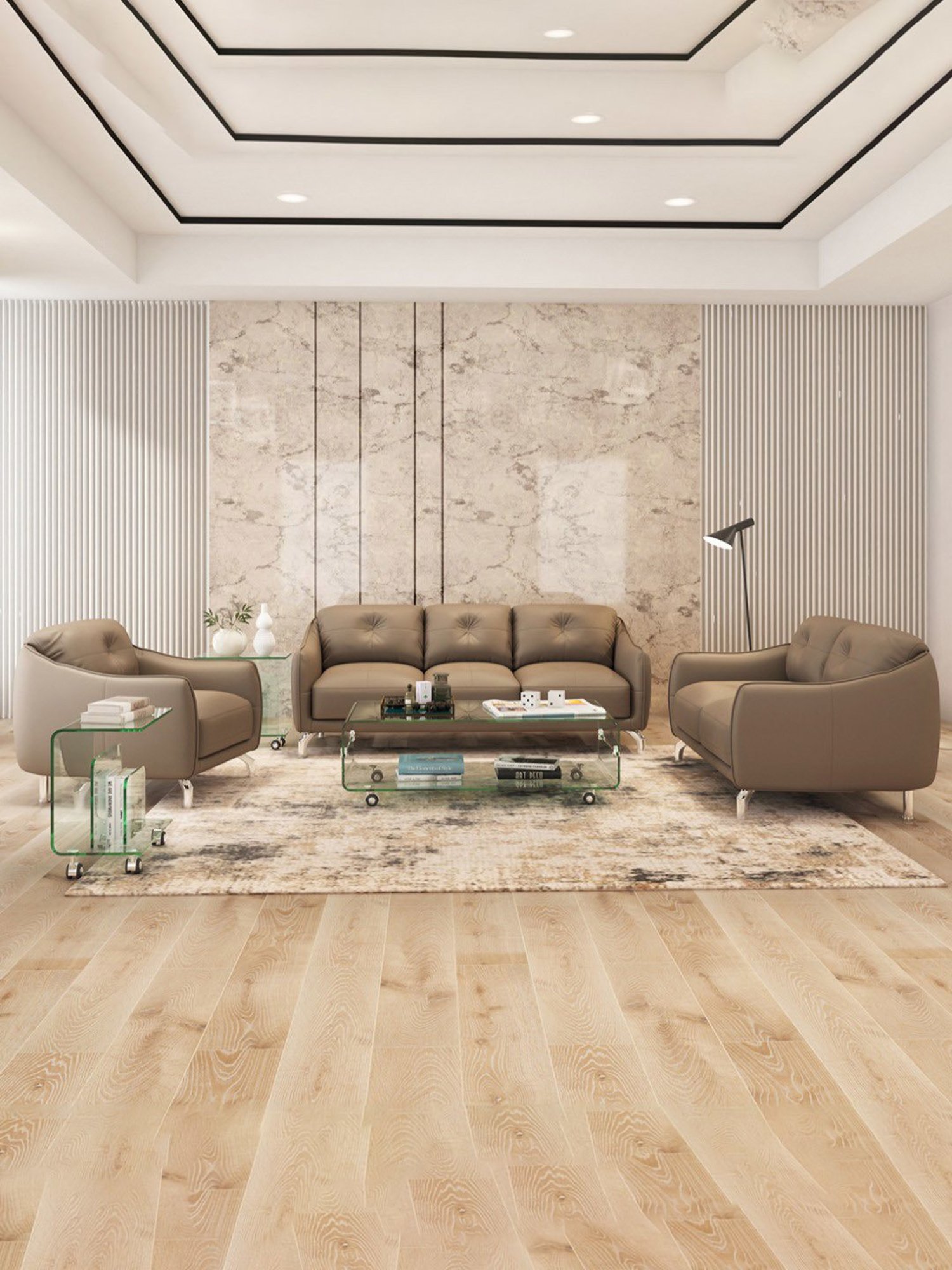 Durian Skyler Mushroom Brown Leather 2 Seater Sofa