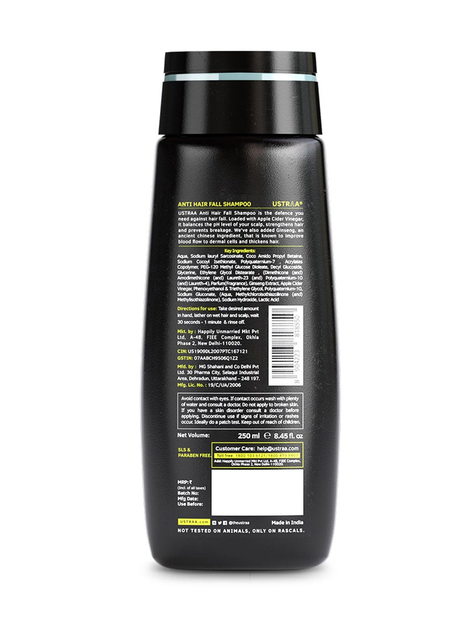 Ustraa Anti Hair Fall Shampoo with Apple Cider Vinegar - 250 ml