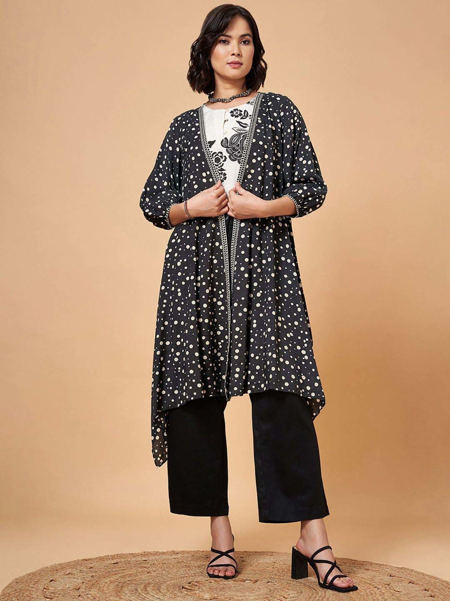 Marigold Lane Moonless Night Printed Long Cape