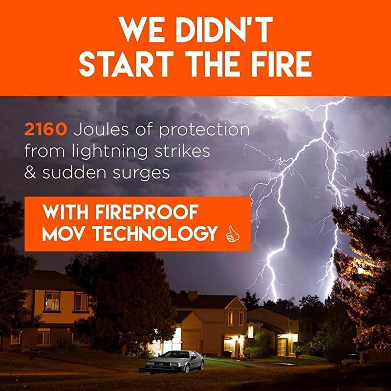 Low Profile Surge Protector Power Strip with 8 Outlets & 2 USB Ports - Best Surge Suppressor with 2160 Joules of Protection - Slim Black Profile is Easy to Store & Wall Mountable