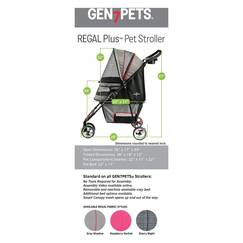 Gen7Pets Regal Plus Dog & Cat Stroller - 38"L x 17"W - Starry Night
