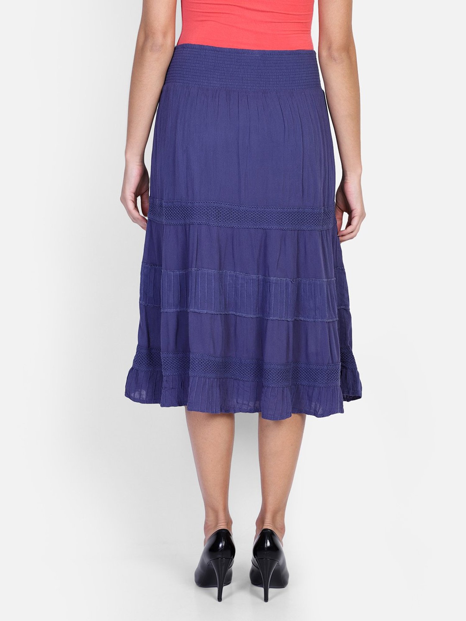 Aditi Wasan Blue A-Line Midi Skirt
