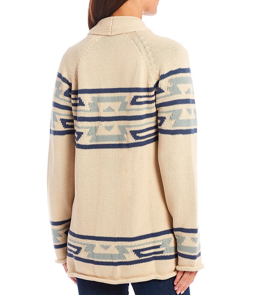 Pendleton Rock Point Long Sleeve Shawl Collar Geometric Cotton Cardigan
