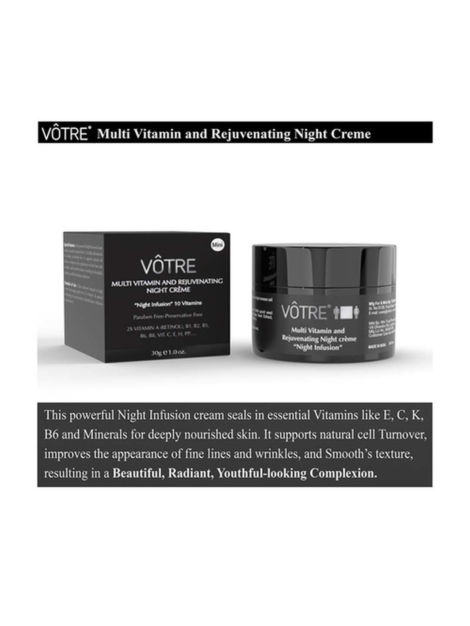 Votre Night Infusion Multi Vitamin & Rejuvenating Night Creme - 30 gm