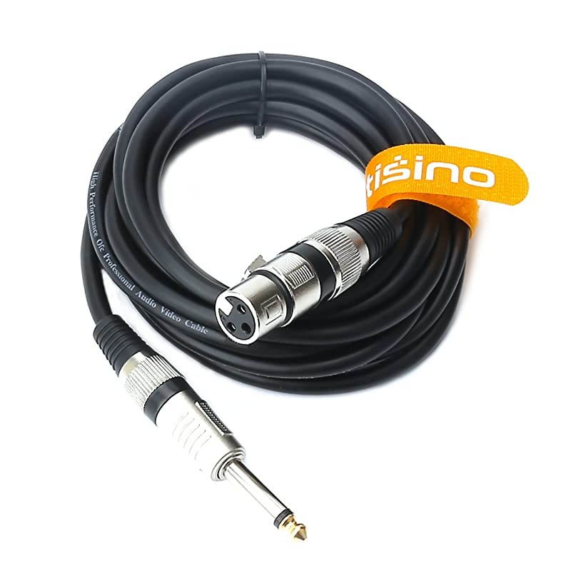 Female XLR to 14 635mm TS Mono Jack Unbalanced Microphone Cable Mic Cord for Dynamic Microphone 16 FT5 Meters
