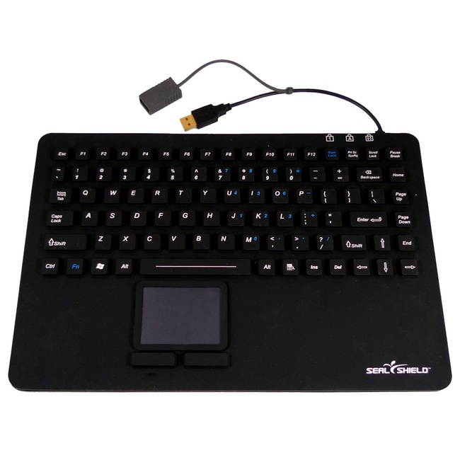 Seal Shield S87P2 Seal Shield Seal Touch Keyboard - Cable Connectivity - USB, PS/2 Interface - 87 KeyTouchPad - Compatible with Computer - Industrial Silicon Rubber - Black