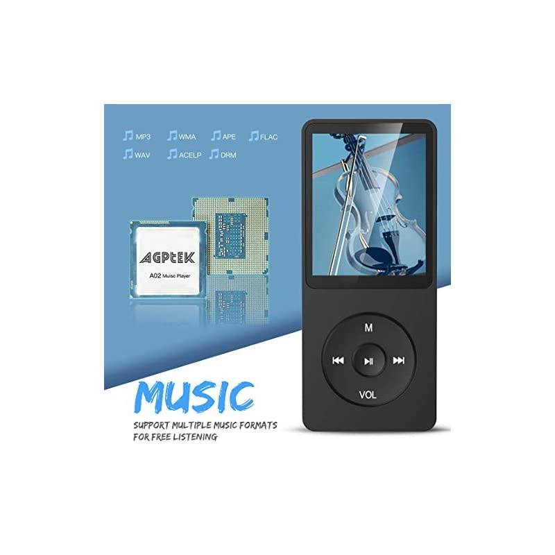A02 8GB 70 Hours Playback MP3 Lossless Sound Music Player Supports up to 128GBBlack