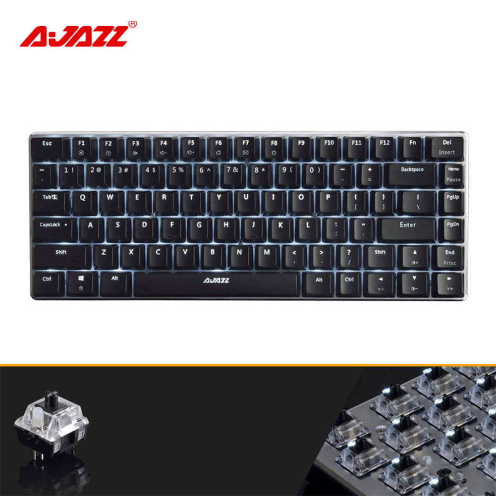 UrChoiceLtd&reg; Ajazz Geek AK3 Usb Wired Gaming Mechanical Keyboard Blue Black Switches for Office, Typists and Play Games ( Blue Switch, Black)