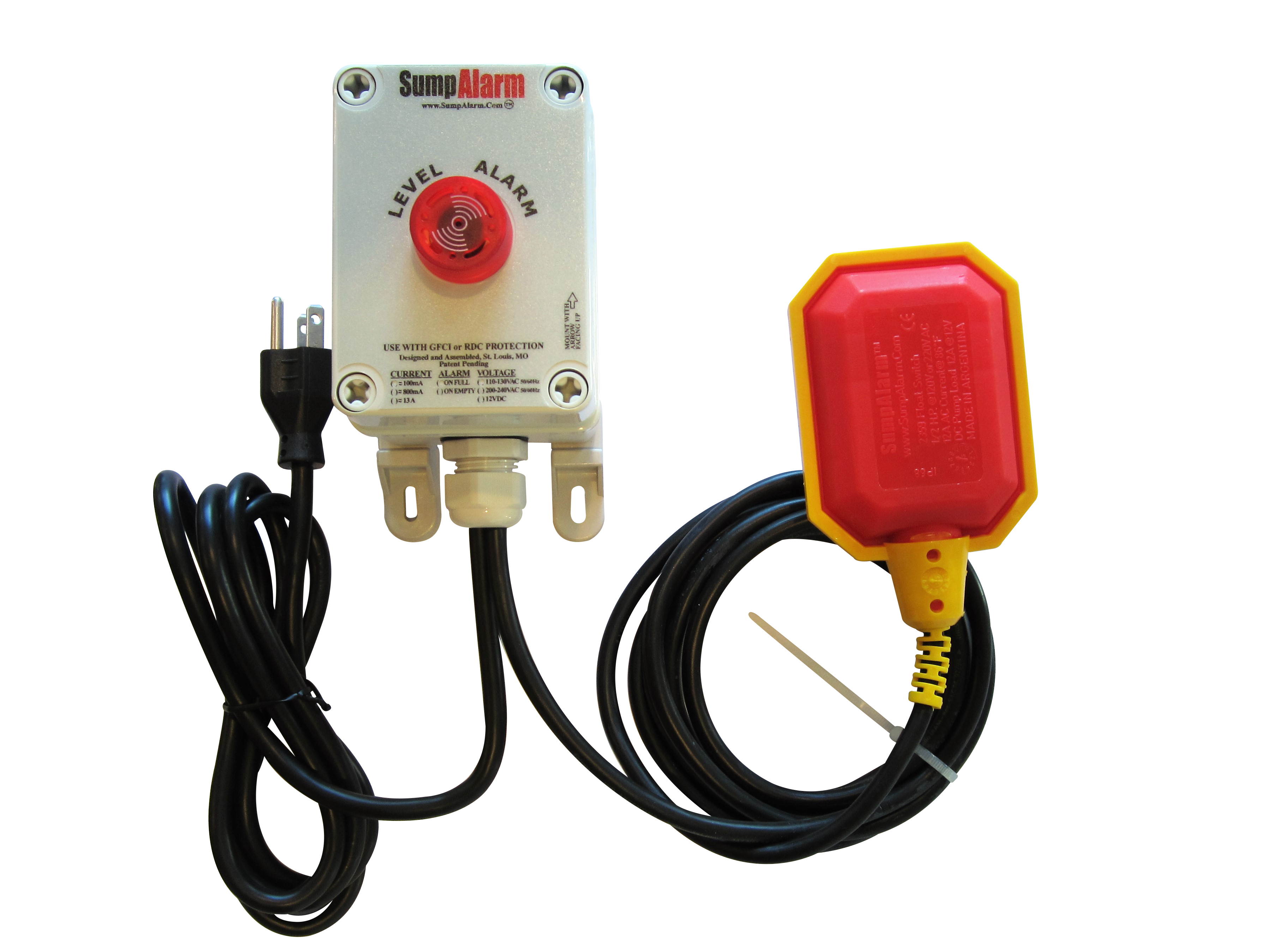 In/Outdoor High Water Alarm w/ Pilot Light and Horn for Septic / Sump / Pond & Other Applications