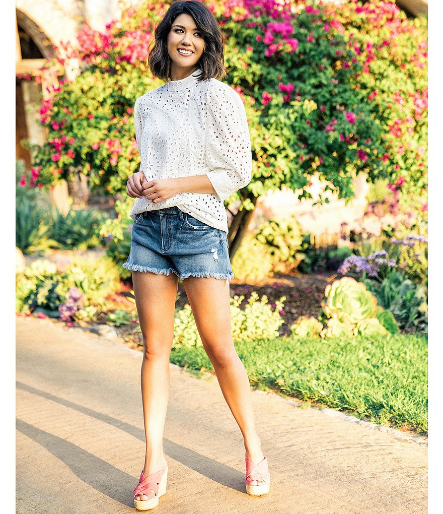 KUT from the Kloth Gidget High Rise Fray Hem Cut Off Shorts