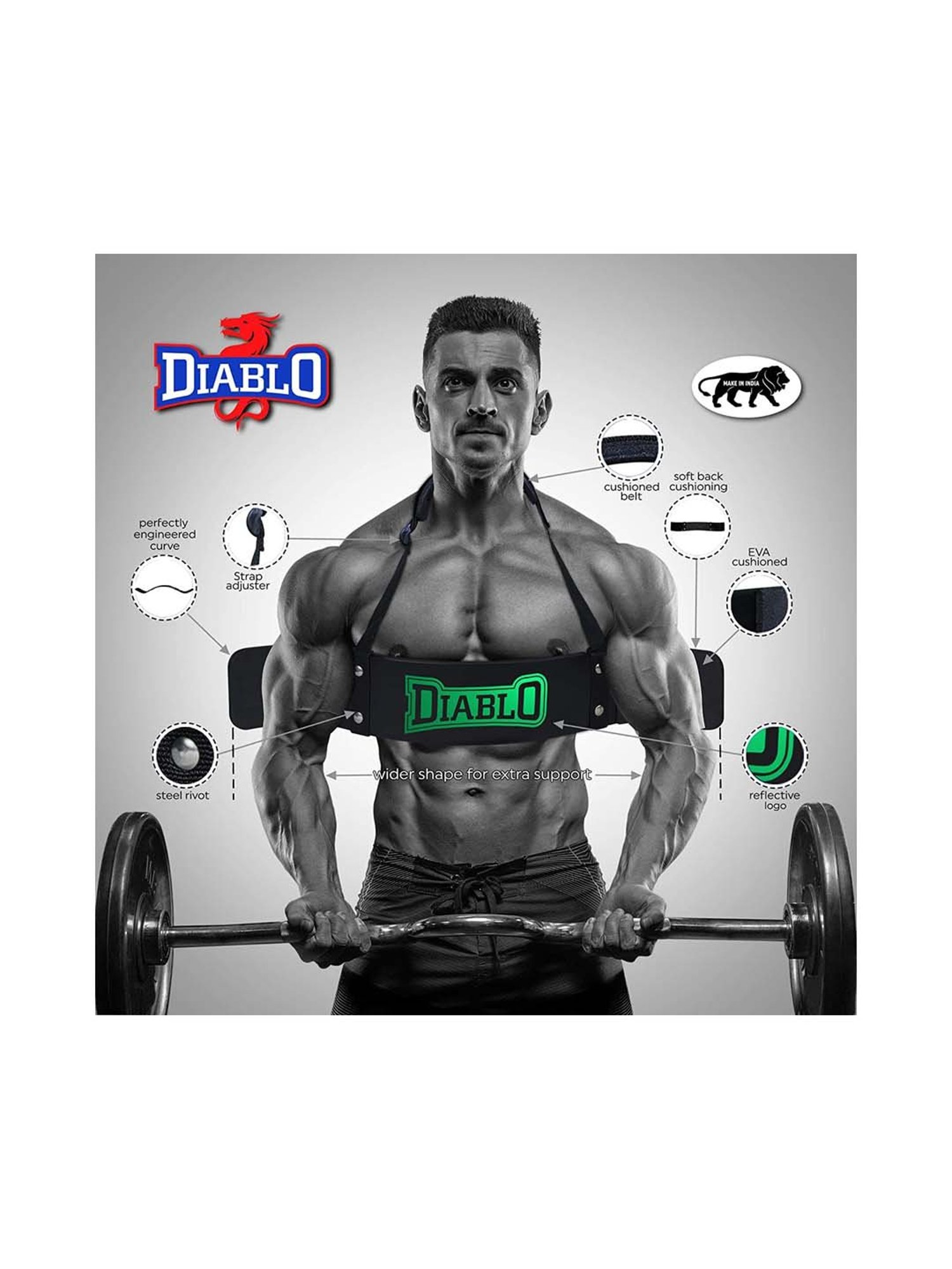 Diablo Asphalt Black & Green Arm Blaster Padded Straps