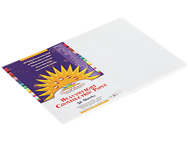 SunWorks 9207 Construction Paper- 58 lbs.- 12 x 18- White- 50 Sheets/Pack