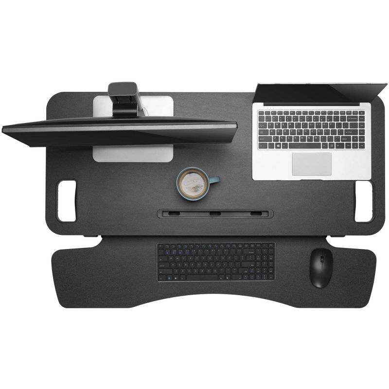 FlexPro Hero Standing Desk Converter - 37" Sit to Stand Desk with Keyboard Tray - Stand Steady