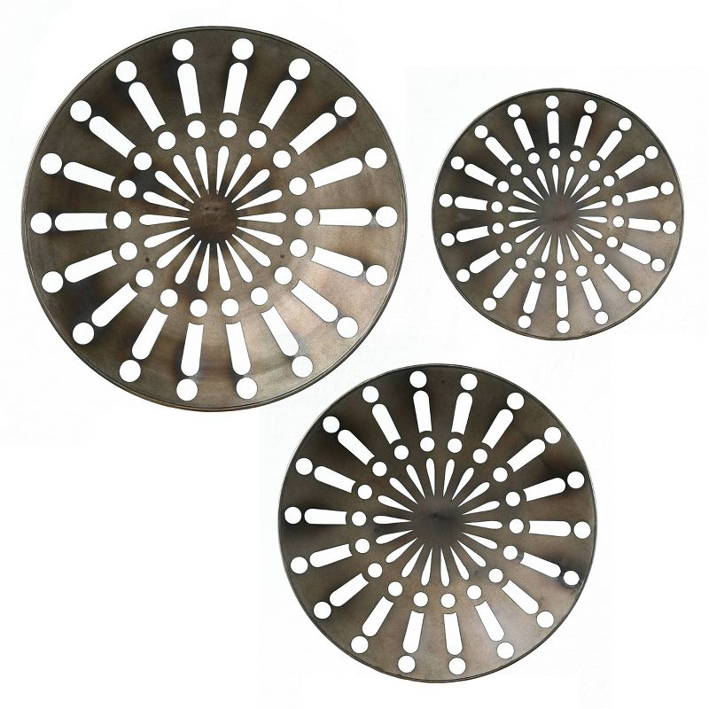 Set of 3 Tortet Round Wall Art Brown - Southern Enterprises
