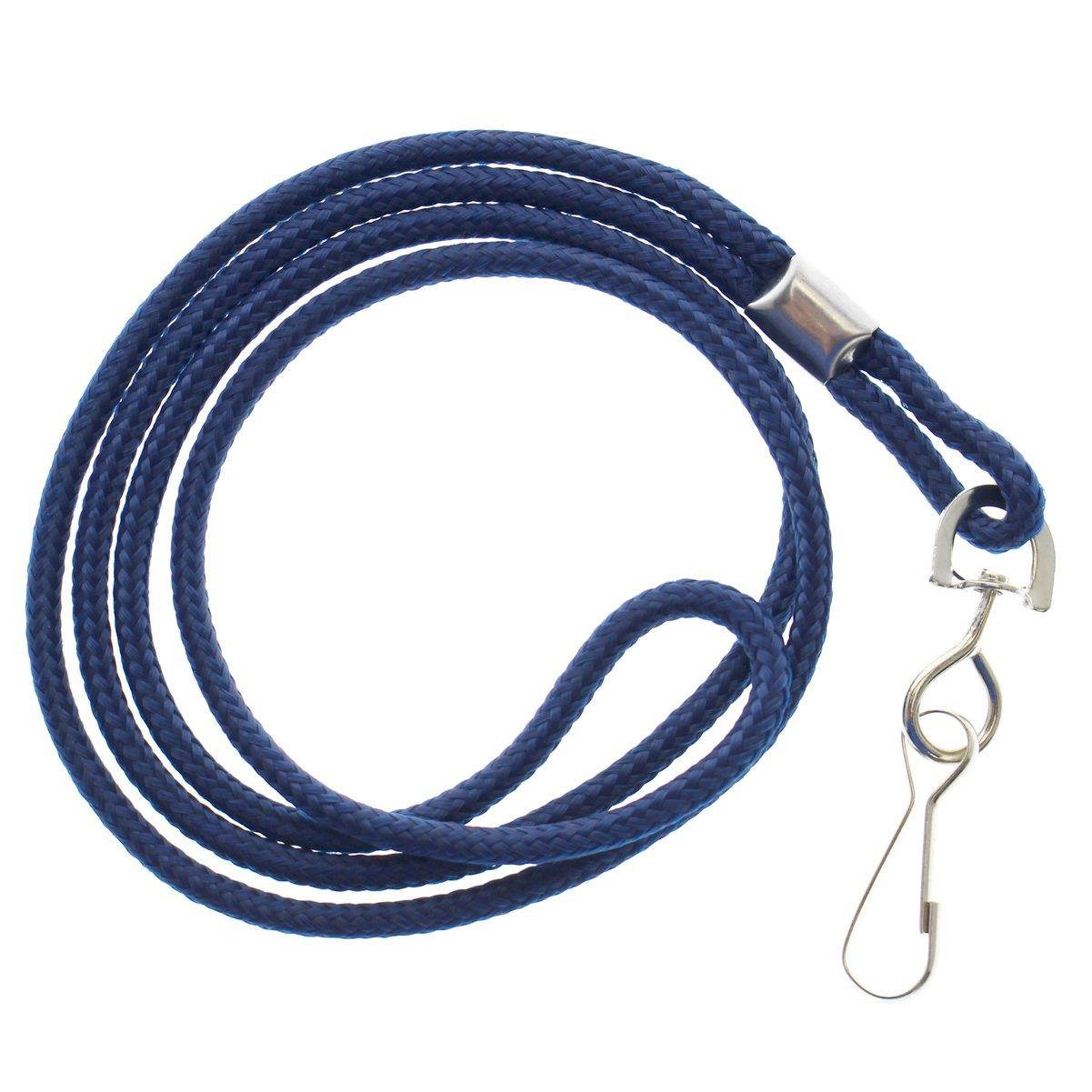 25 Pack - Premium Round ID Badge Neck Lanyards for Card Holders and Name Tags - 36 in Non-Breakaway Heavy Duty Cord & Secure Metal Swivel J Hook Clip by Specialist ID (Navy Blue/Dark Blue)