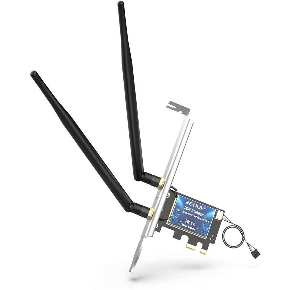 WiFi Card, PCIe Wireless Card AC1200,Bluetooth 4.1 Dual Band Wireless Network Card, PCI-E Wireless WiFi Network Adapter for Desktop PC, Suppots Windows 7/8.1/10