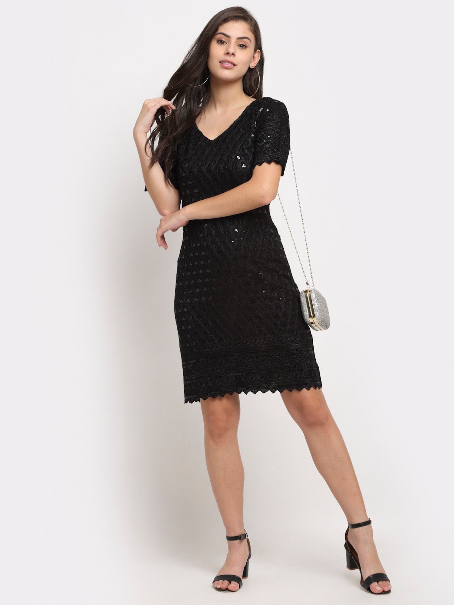BRINNS Black Embellished A Line Dress