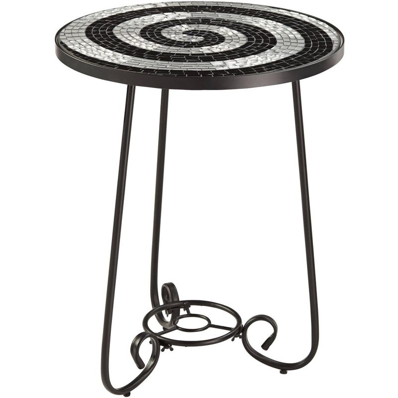 Teal Island Designs Spiral Mosaic Black Iron Outdoor Accent Table