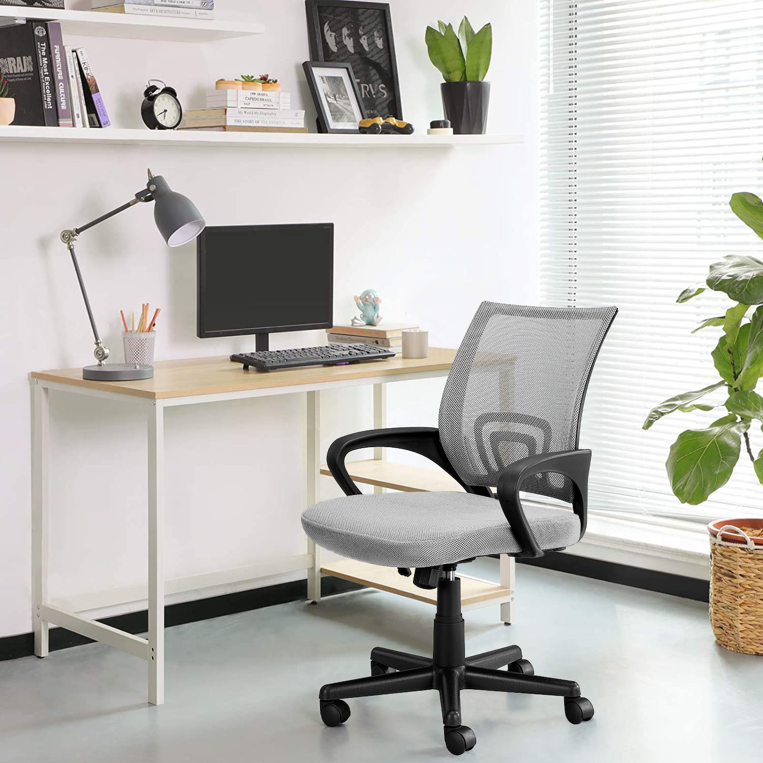 Vitesse Office Chair Mesh Desk Chair Ergonomic Computer Chair with Lumbar Support Modern Executive Adjustable Chair Rolling Swivel Chairs for Women Men,Grey