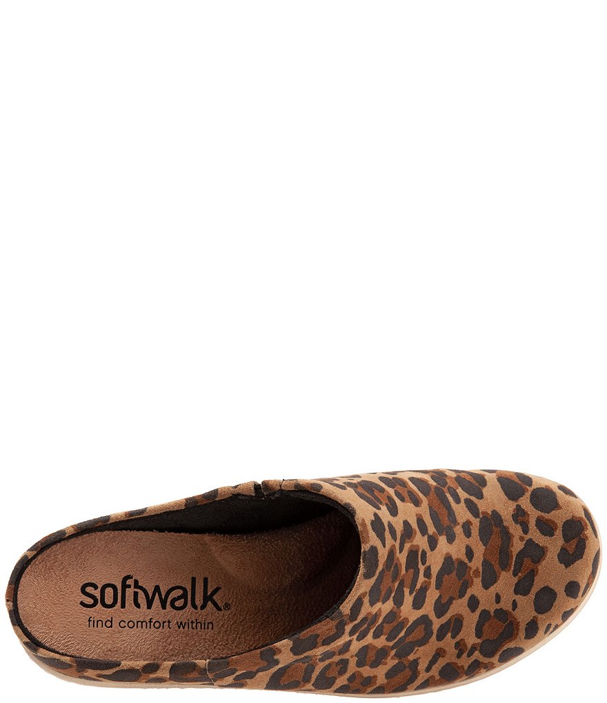 Softwalk Madison Cheetah Print Fabric Slip-On Clogs
