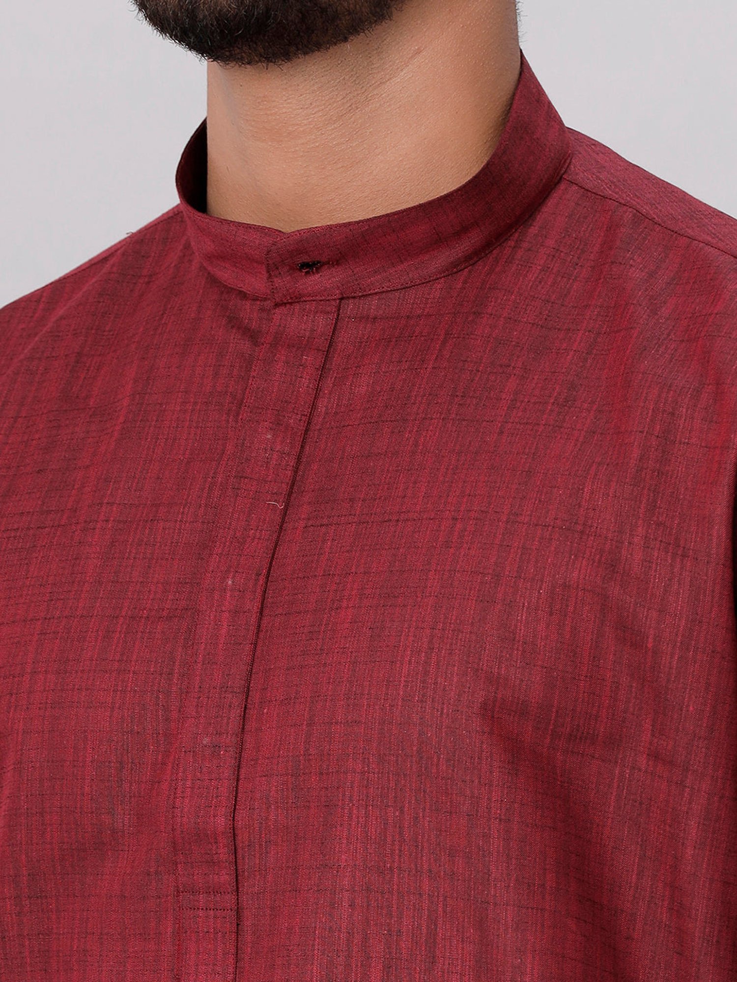 Ramraj Maroon Cotton Regular Fit Kurta Set with Bottom