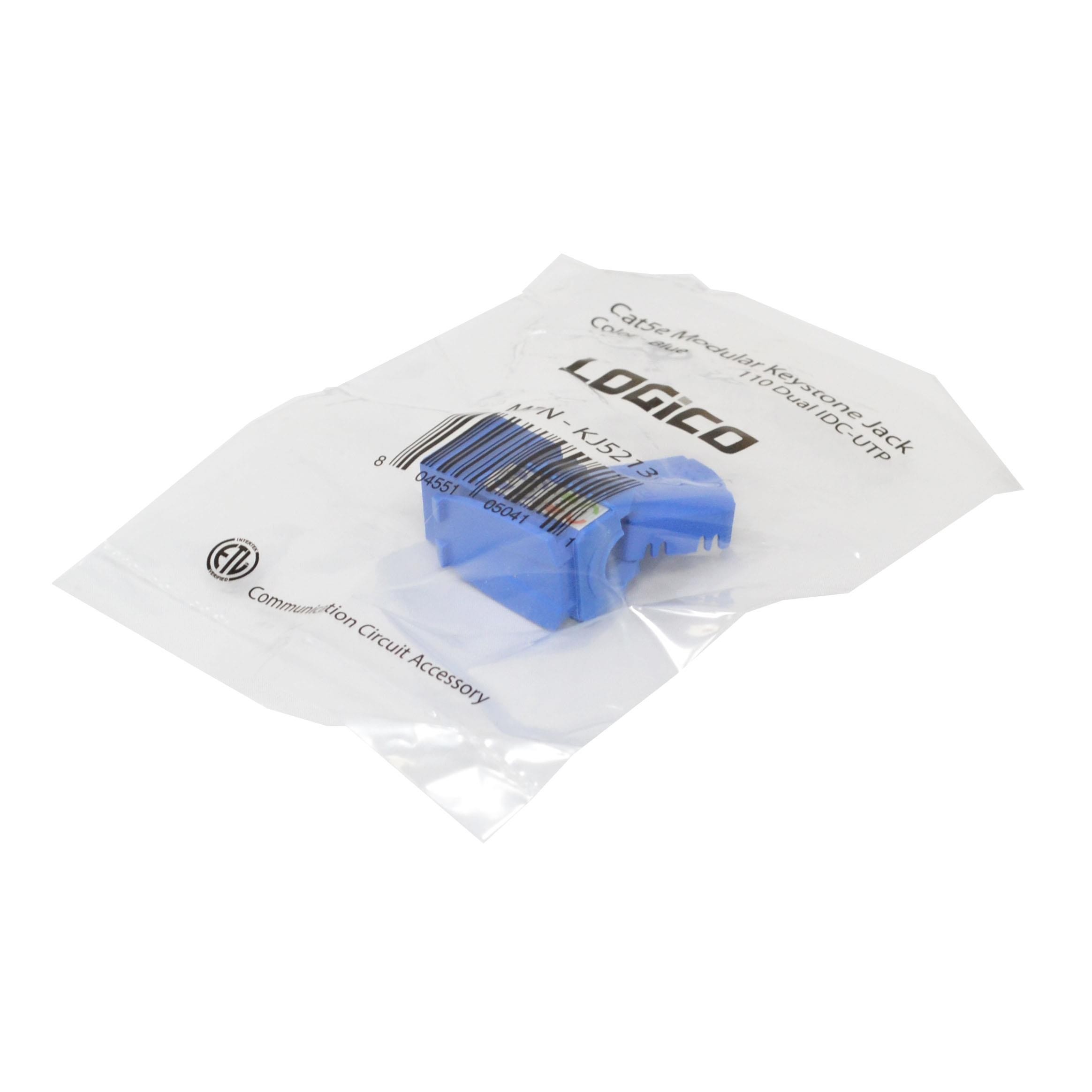 25 pack lot Keystone Jack Cat5e Blue Network Ethernet 110 Punchdown 8P8C