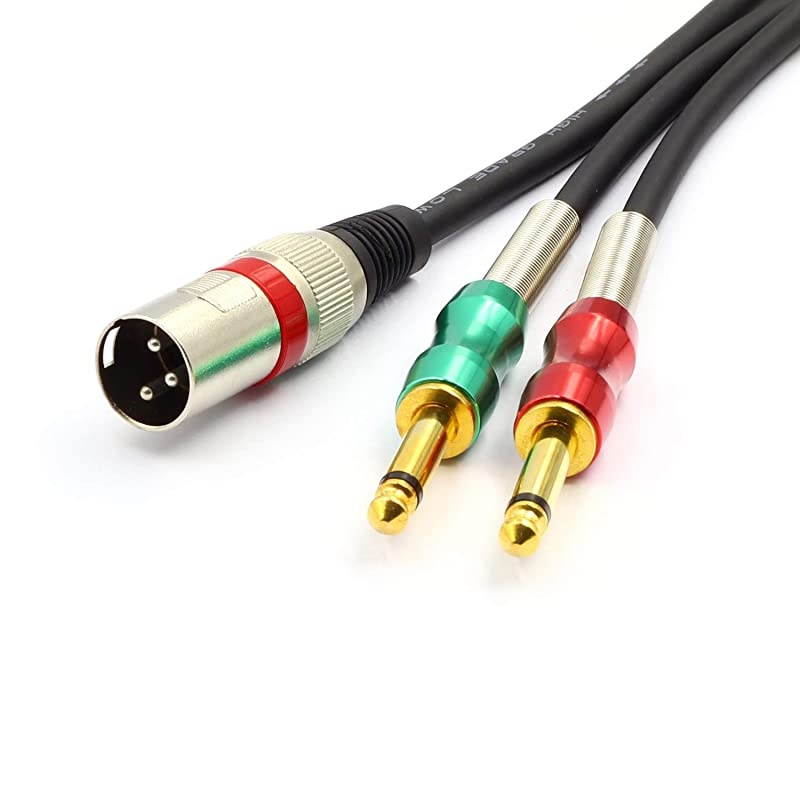 66FT XLR 3 Pin Male to Double 635mm 14quot TS Male Y Splitter Cable Dual Mono Male 14 inch 635mm to XLR Male Plug Stereo Microphone Cables2M