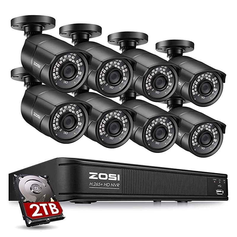 H.265+ 5MP PoE Home Security Camera System, 8 Channel PoE NVR Recorder with 2TB HDD for 24/7 Recording, 8X 5MP Weatherproof IP PoE Cameras Outdoor Indoor,120ft Night Vision, Remote Access