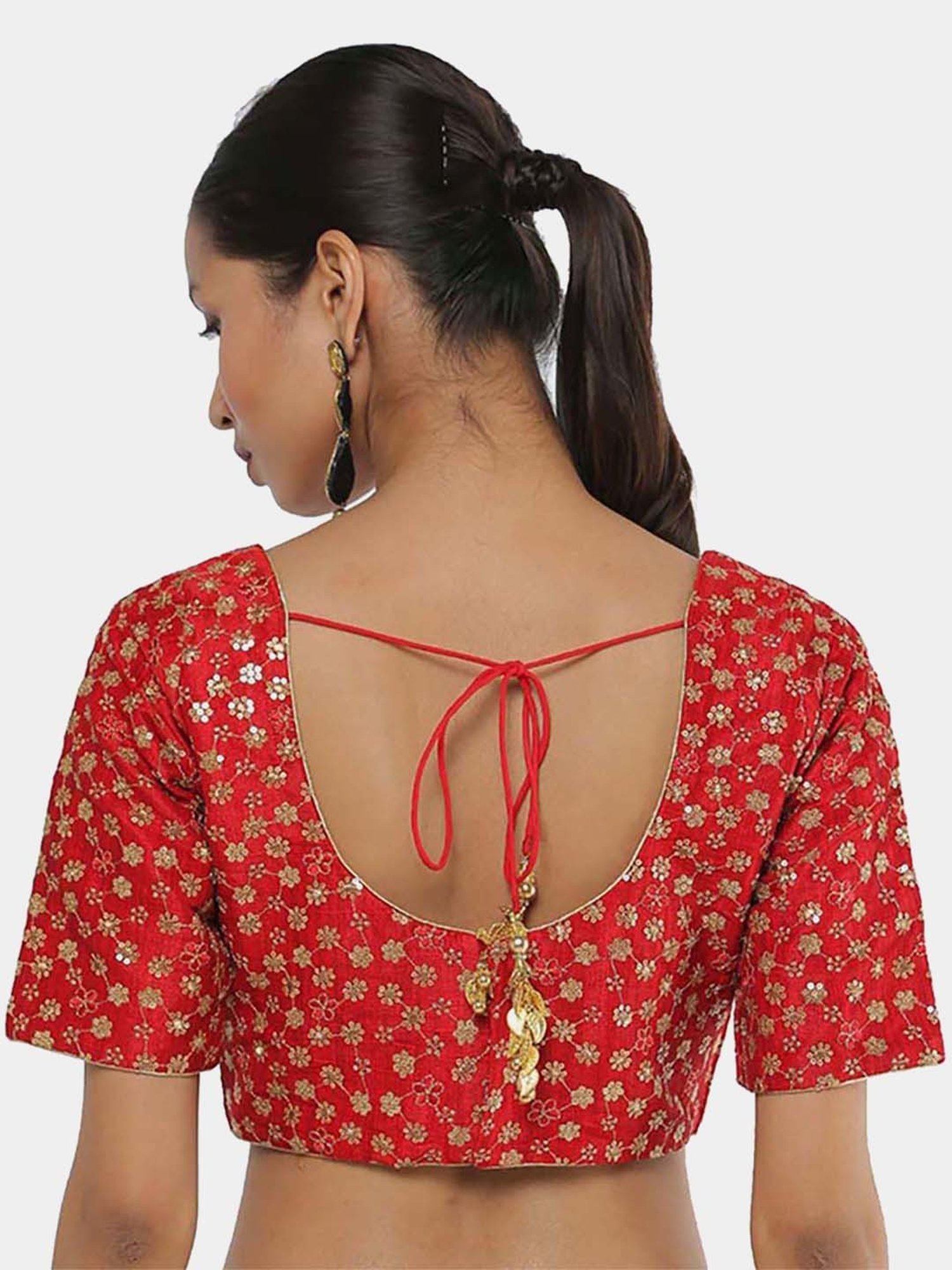 Salwar Studio Red Embroidered Readymade Blouse