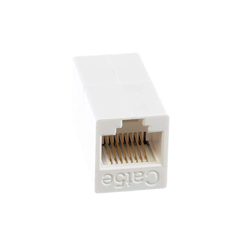 Extender and Adapter - RJ45 Data Cable f Connector Coupler - 8 Conductor 8p8c 4 Line - (White) - 1 Pack
