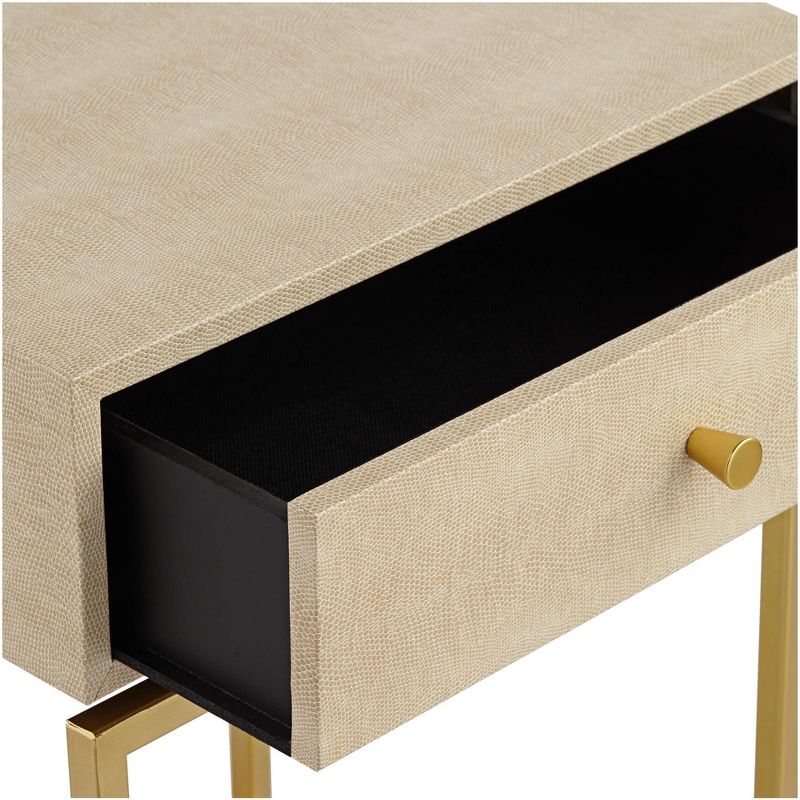55 Downing Street Clancy 16" Wide Cream and Gold 1-Drawer 1-Shelf Accent Table