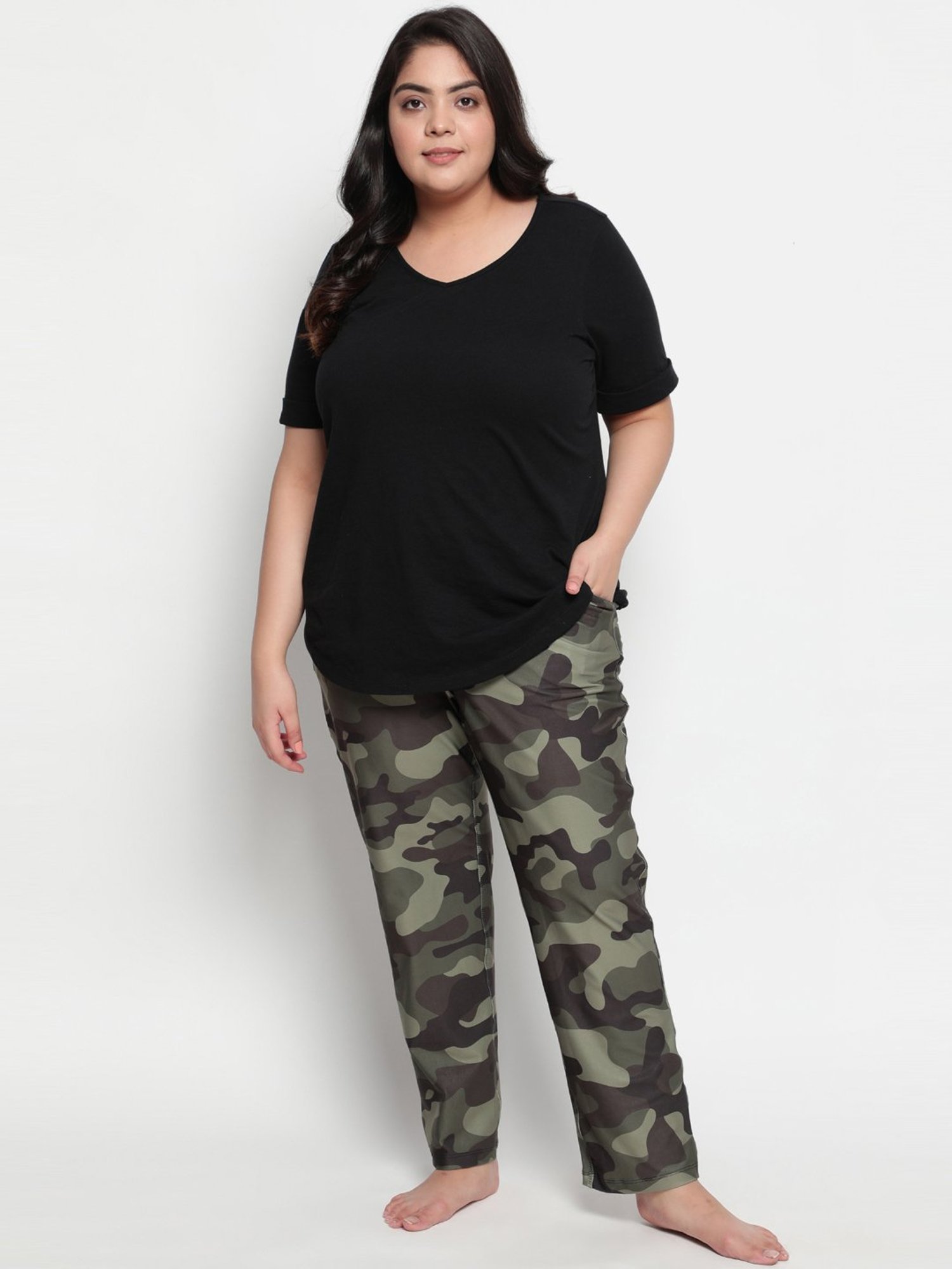 Amydus Olive Green Printed Pyjamas
