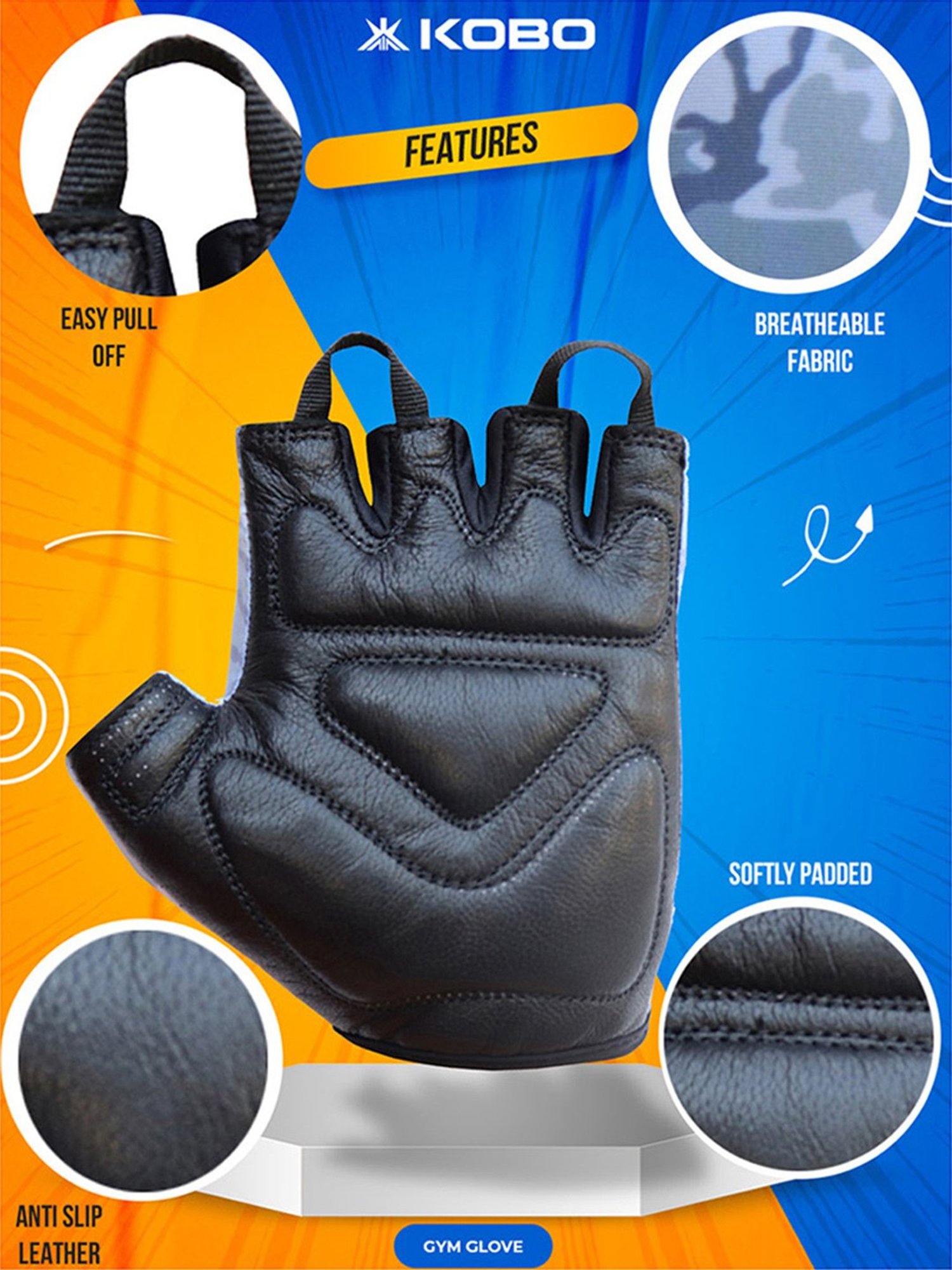 Kobo Weight Lifting Gym Gloves (Grey) Size - L