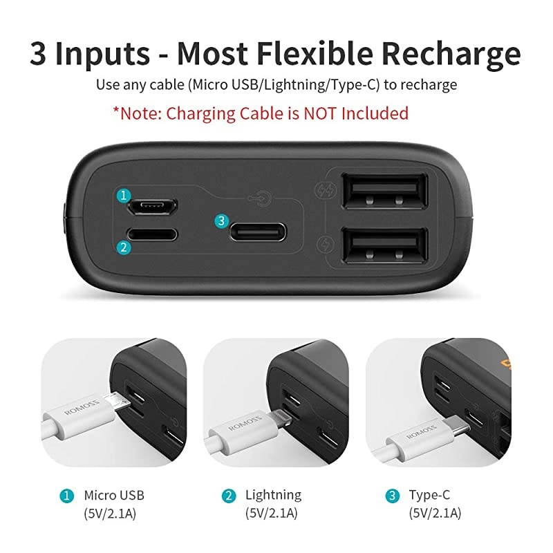 20000mAh Portable Phone Charger External Battery Packs with Dual USB Output 21A LCD Display Perfect for TravelCompatible with iPhone X 8Plus Samsung Galaxy S8Note8 Tablets MoreBlack