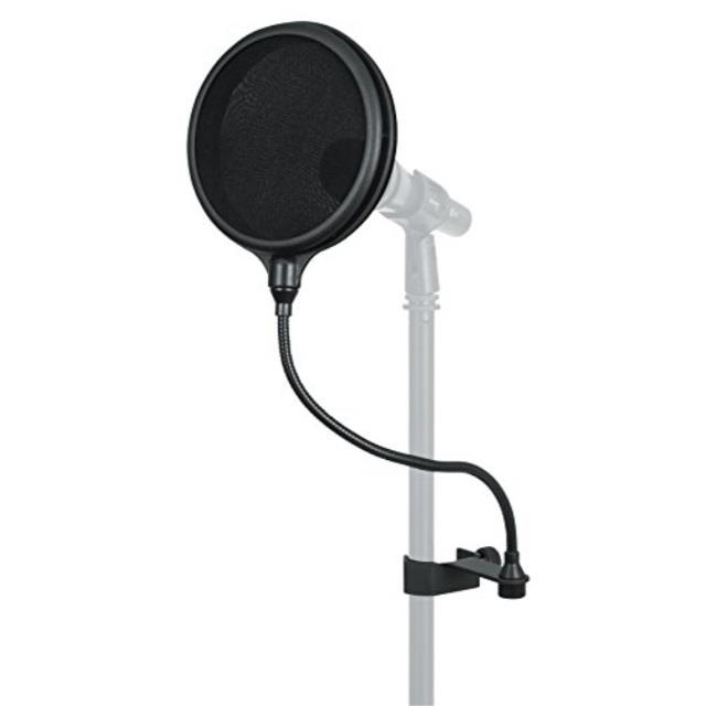 gator cases split level double layered pop filter with attachment clamp; fits most standard microphone stands gmpop filter