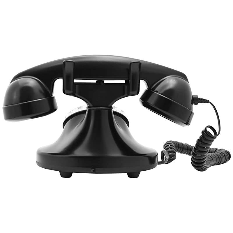 FunkyFon Cable Rotary dial disc Telephone in The sinuous Style of The 1920s with Modern Electronic Bell White