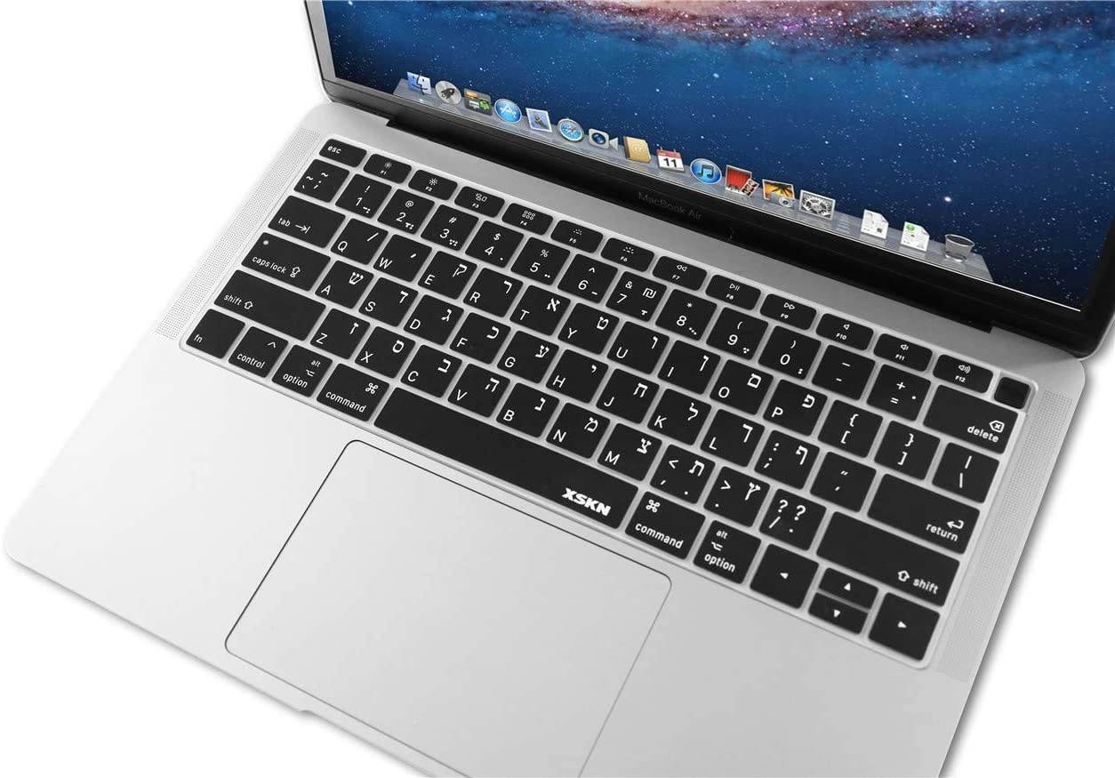 XSKN Hebrew English Keyboard Cover for New MacBook Air 13" 13.3-inch A1932 with Touch ID Retina Display US Version