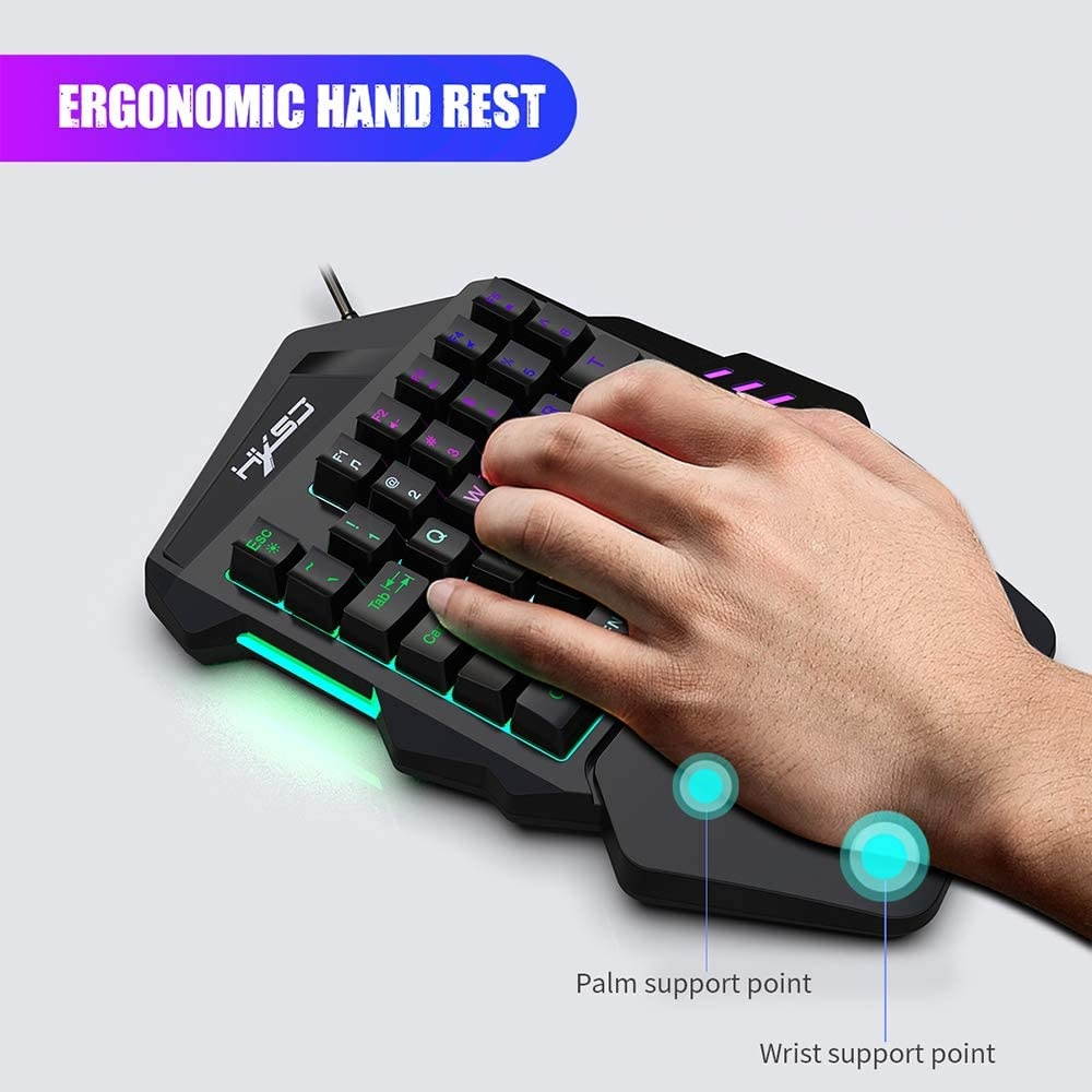 Docooler Mouse Converter Combo A869 Wired RGB Ergonomic Gaming Mouse V100 35 Keys Single-Hand Gaming Keyboard P6 Portable Keyboard