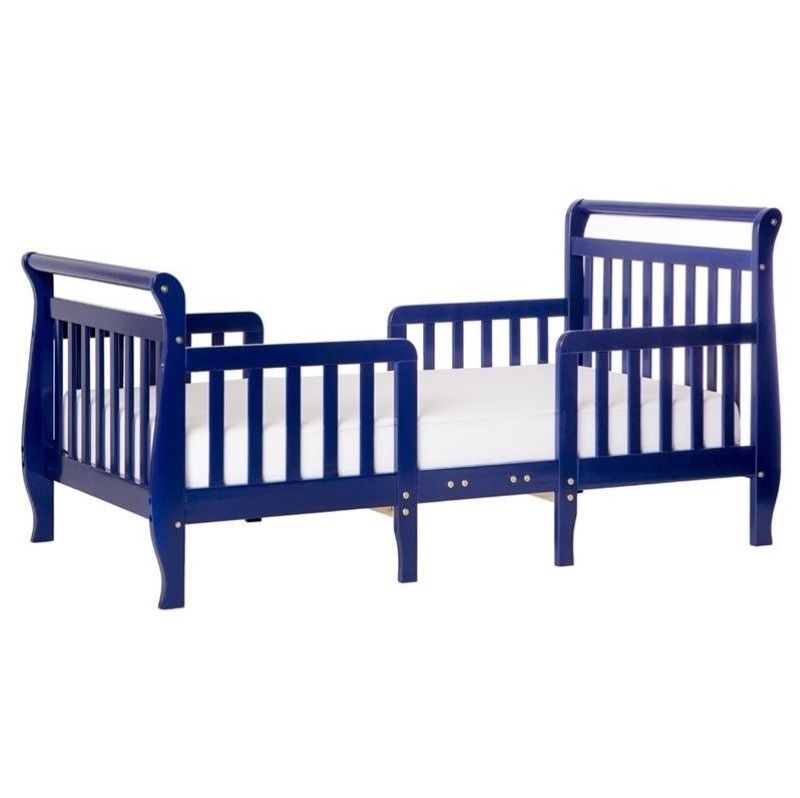 Wood Emma 3-in-1 Convertible Toddler Bed in Royal Blue - Dream On Me
