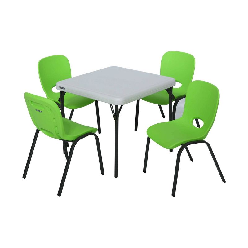 5pc Childrens Table and Stacking Chair Set Gray/Lime - Lifetime