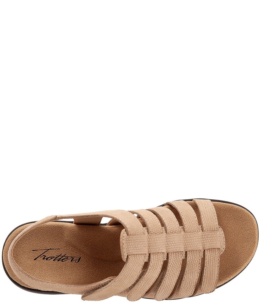 Trotters Tiki Lizard Textured Nubuck Hook and Loop Leather Sandals