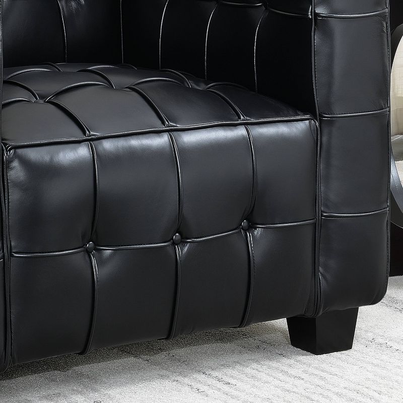 Parker Leather Tufted Tuxedo Armchair Black - AC Pacific