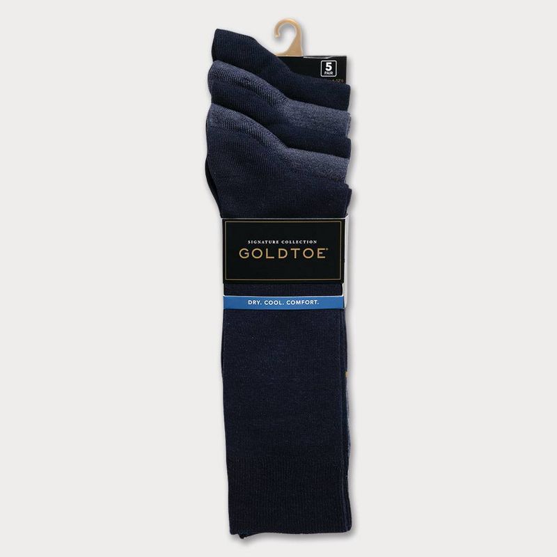 Signature Gold by GOLDTOE Men's Flatknit Crew Socks 5pk - Navy 6-12.5