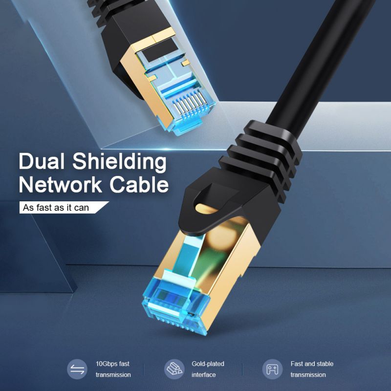 VENTION Cat 7 Ethernet Cable Gigabit Fast Speed Flat Network Cable RJ45 Dual Shielding Cable for Home Business 10M