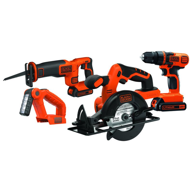 Black & Decker BD4KITCDCRL 20V MAX 1.5 Ah Cordless Lithium-Ion 4-Tool Combo Kit