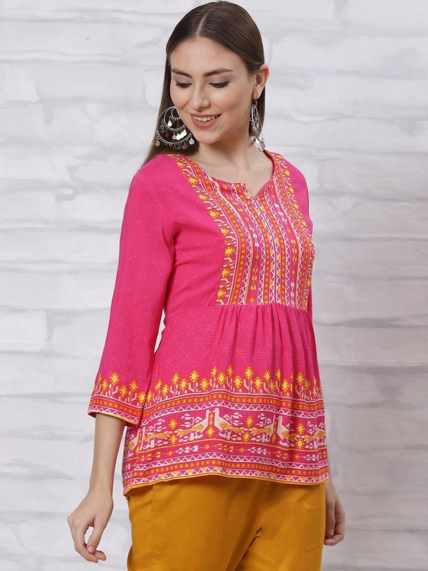 Rangriti Pink Printed Top
