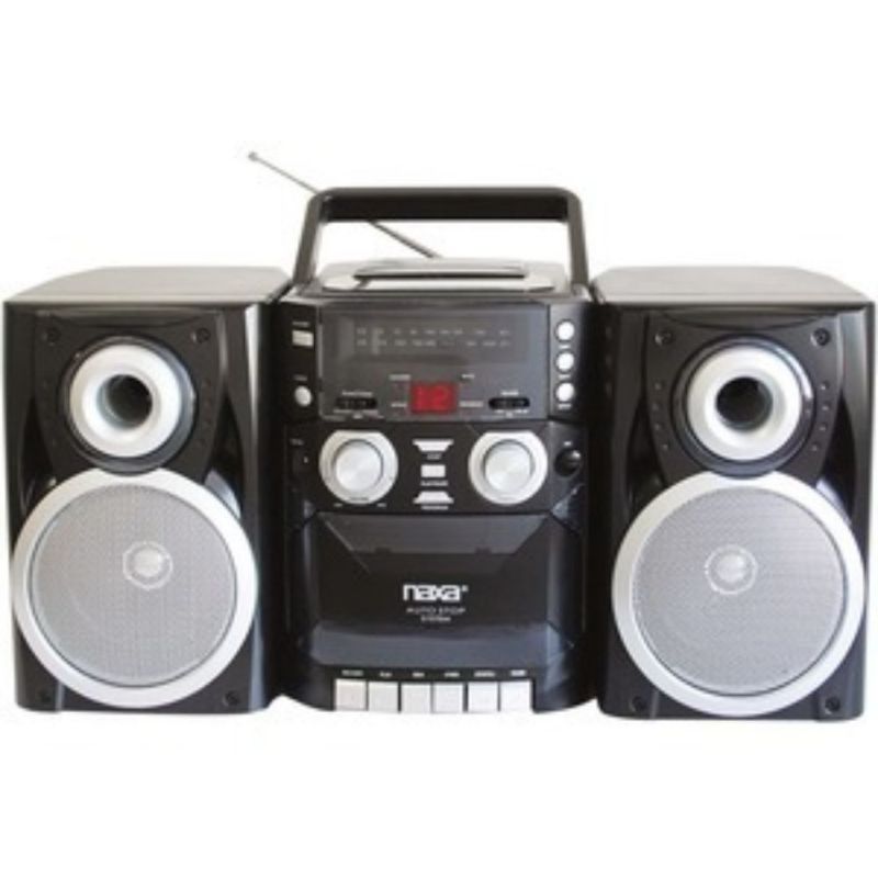 Naxa NPB426 Portable CD Player with AM/FM Radio, Cassette & Detachable Speakers