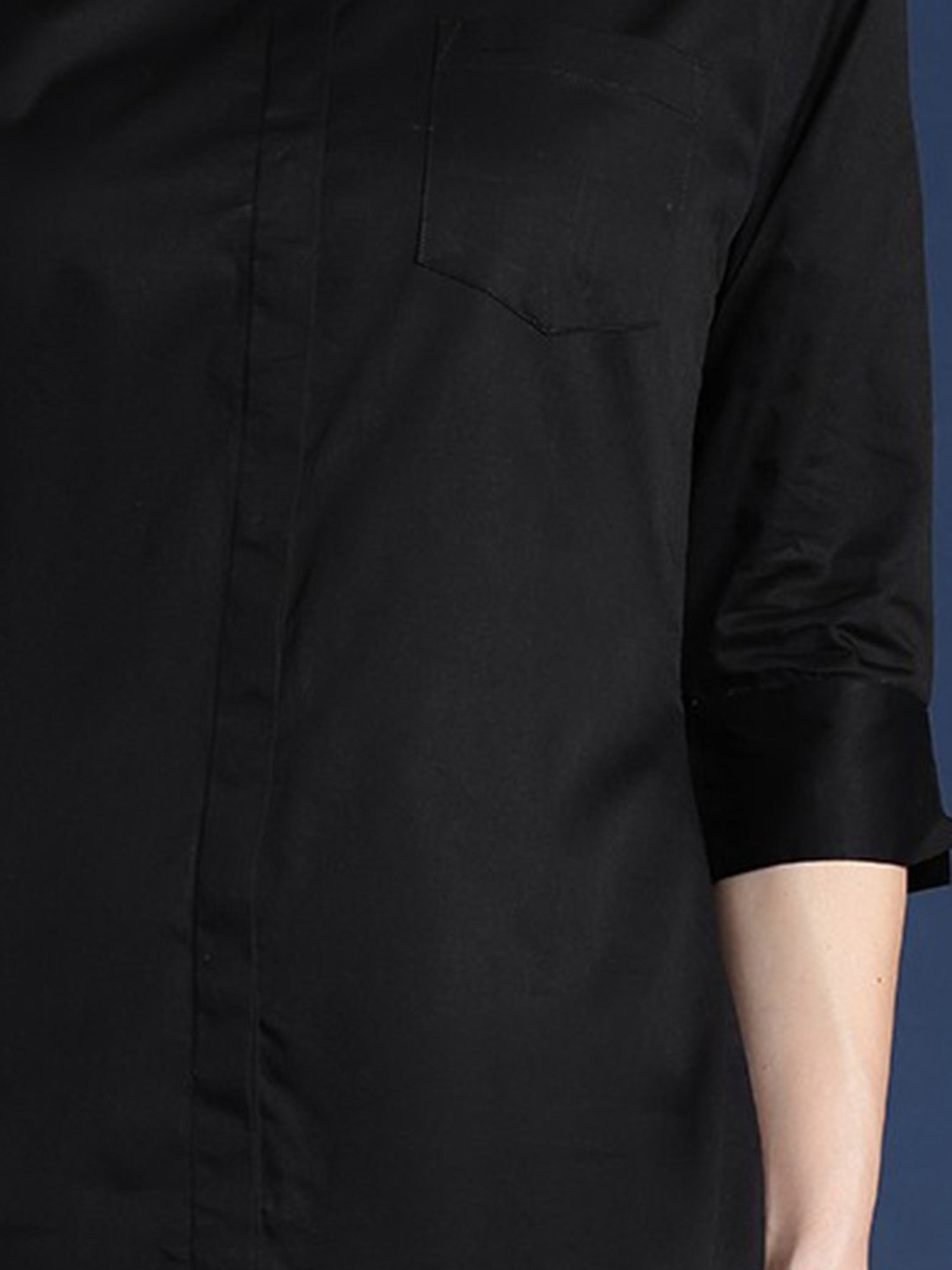 Hancock Black Cotton Regular Fit Shirt Dress
