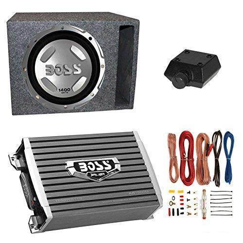 Boss Audio 12" 1400W Subwoofer + 1500W Amplifier w Amp Kit +QPower 12" Enclosure