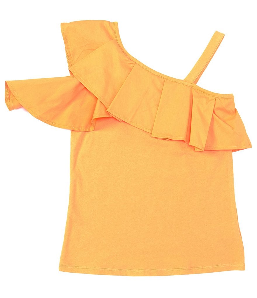 Habitual Big Girls 7-16 Ruffle-Trim Woven/Knit Top